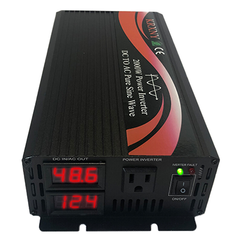 1000W 2000W Pure Sine Wave Power Inverter 12V/24V/48V DC to 120V AC US Stock