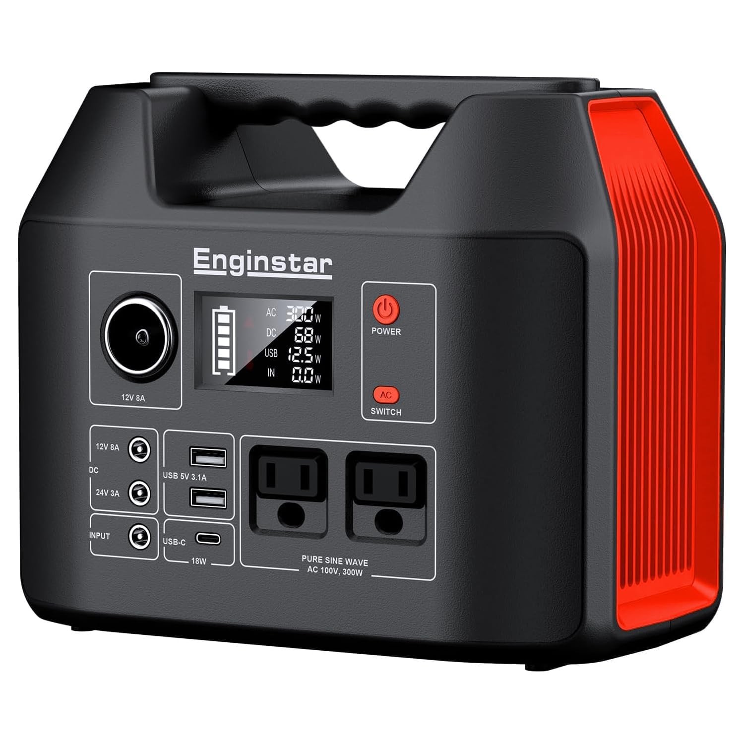 EnginStar Portable Power Station 300W 296Wh Battery Bank with 110V Pure Sine