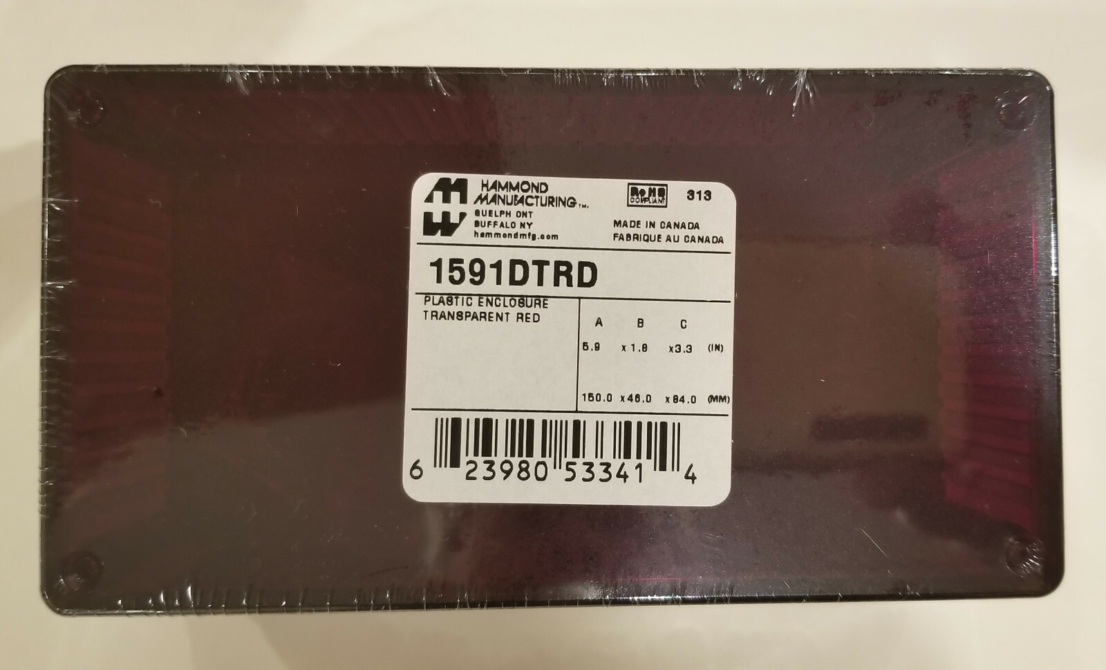 Lot of 5 – 1591DTRD Hammond Red Polycarbonate Enclosure, US seller, Free Ship