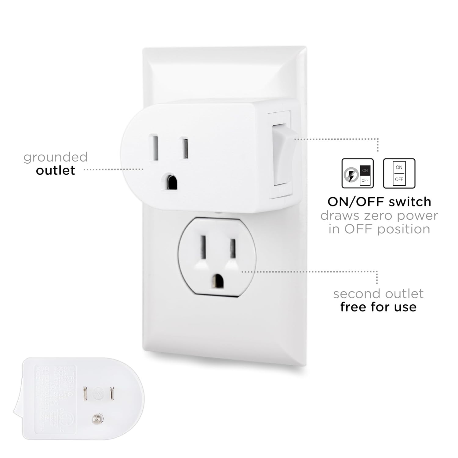 Elegant Plug-In Power Switch with Energy Saving Features for Appliances (1 Pack)
