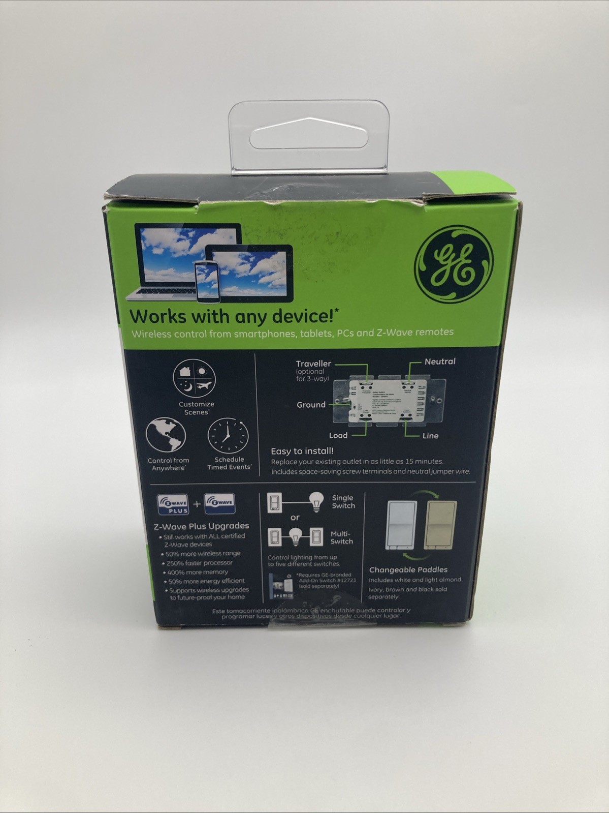 GE/Enbrighten In-Wall Z-Wave Plus Smart Paddle Switch GE ZW4005