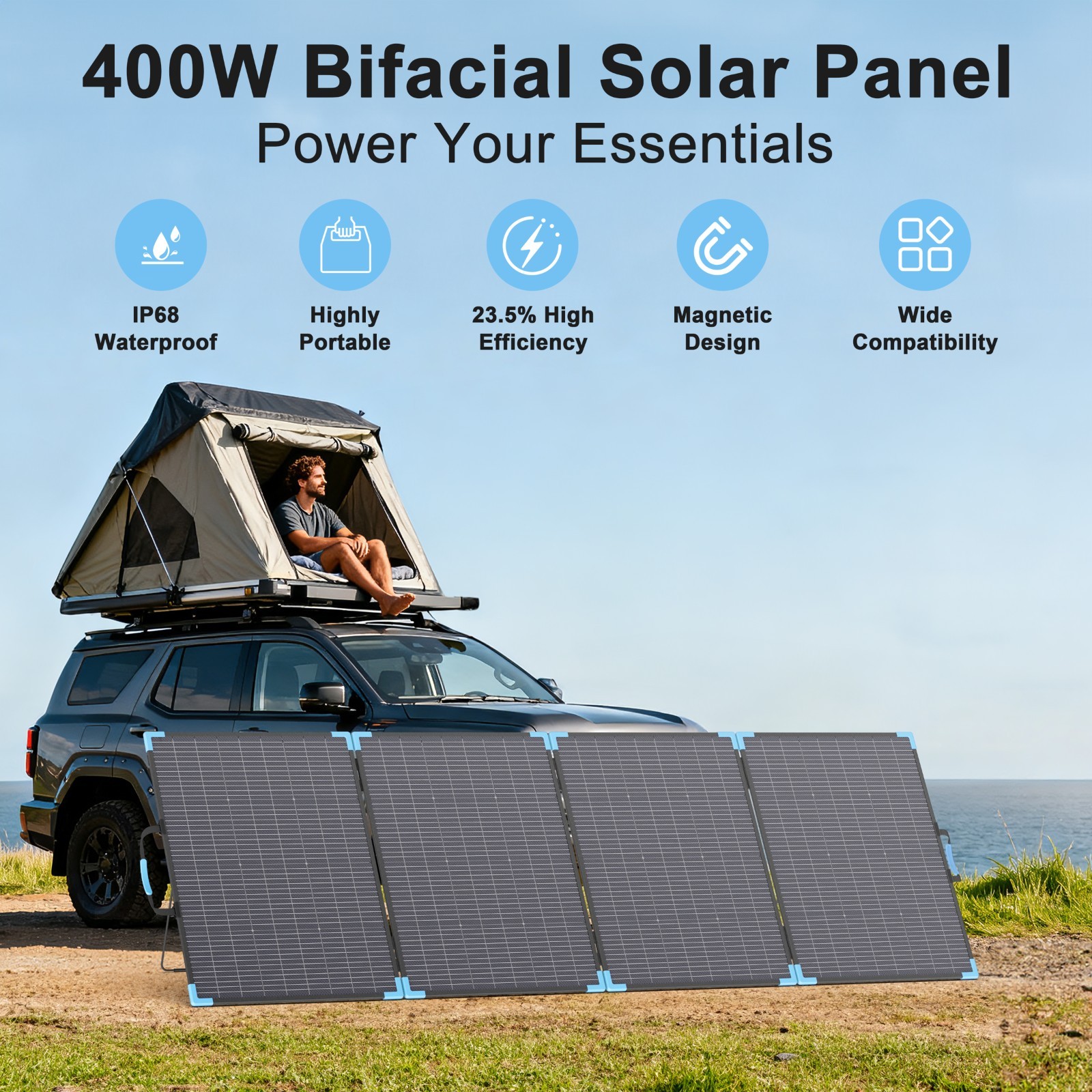 220W 400W Portable Solar Panel IP68 Waterproof Foldable Solar Panel Power Backup