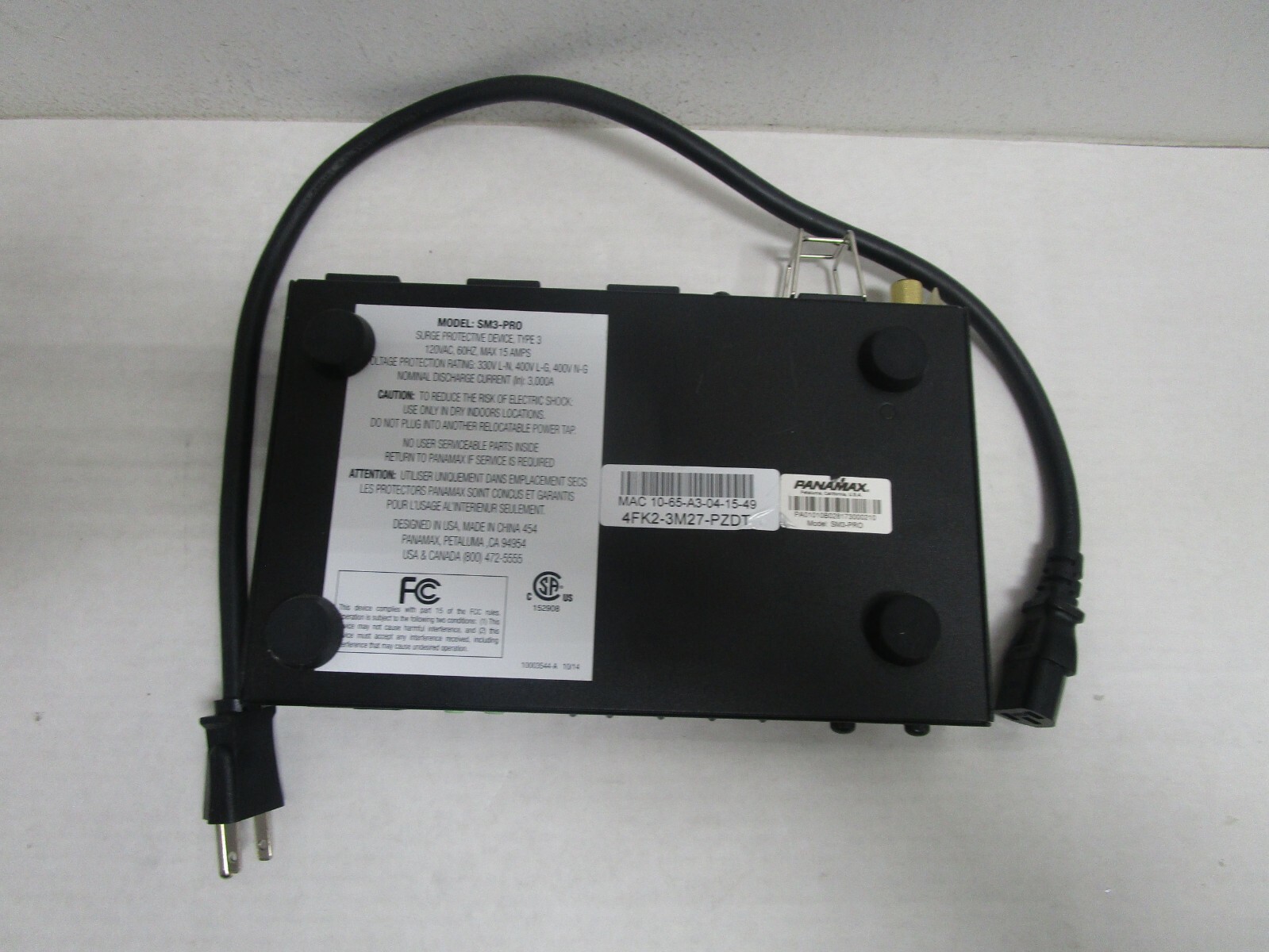 Panamax SM3-PRO BlueBOLT Enabled System Manager 3 Outlet & Power Cord SHIPS FREE