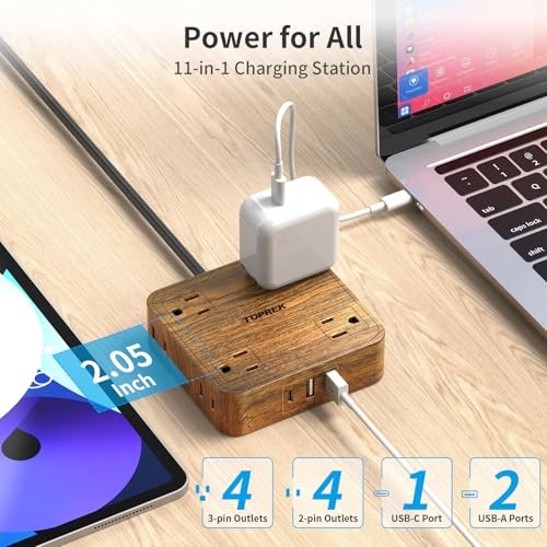 Power Strip Surge Protector (1080J), 8 Widely-Spaced Outlets with 1 USB-C & 2