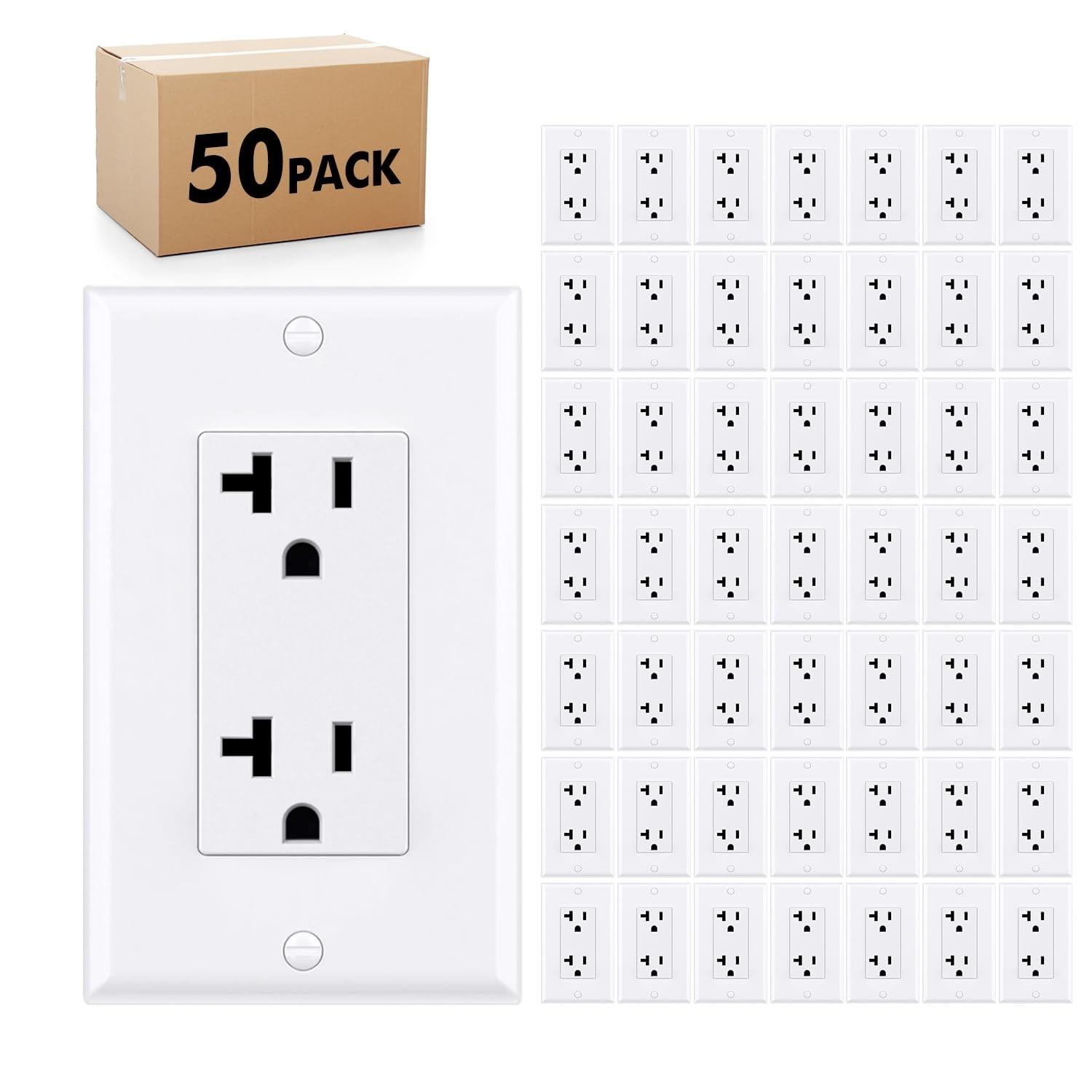 Micmi Decorator Receptacle Outlet, Standard Decorative Wall Outlet, 20 Amp, 125