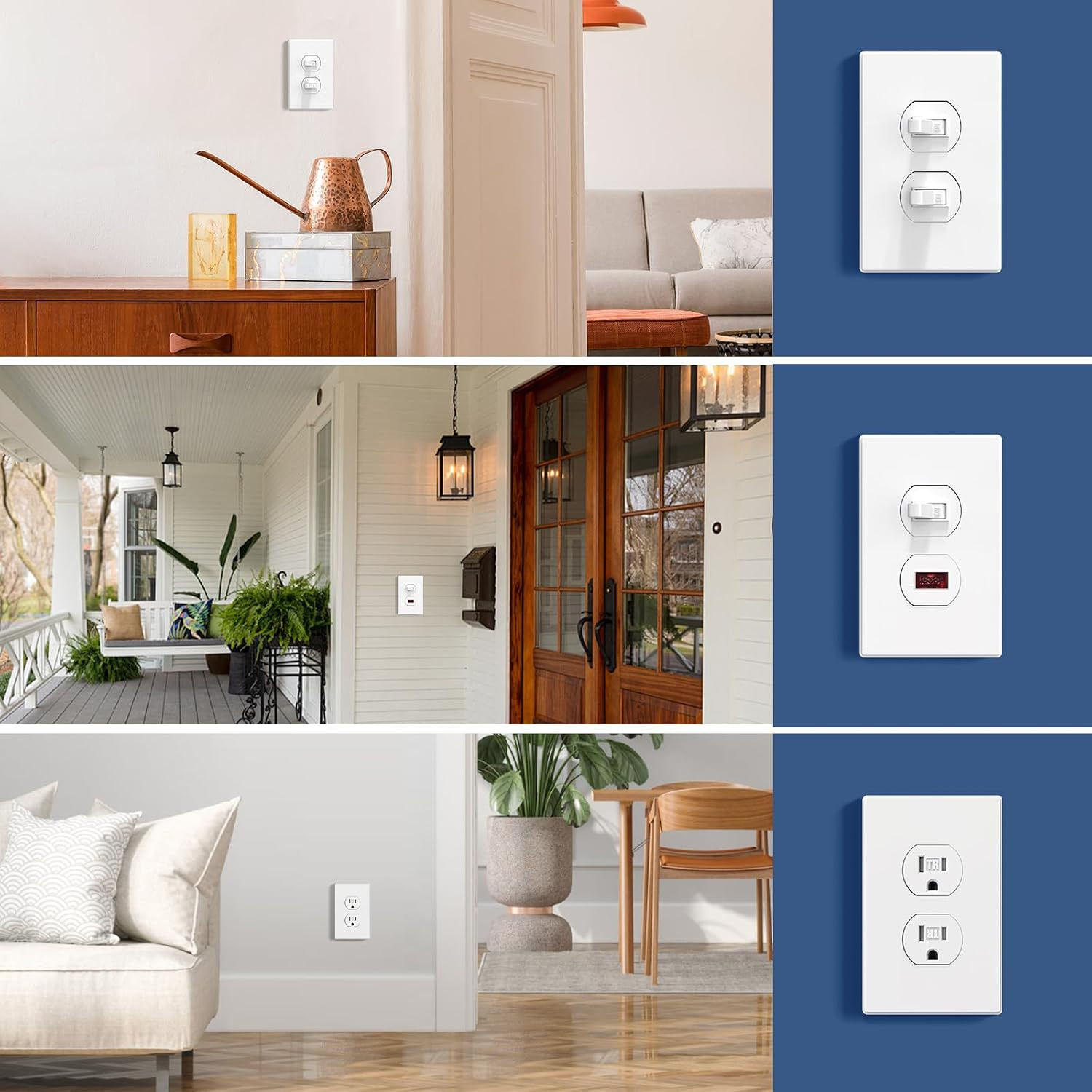 1-Gang Midsize Screwless Duplex Outlet Covers, Matte White, 4-Pack Unbreakabl…