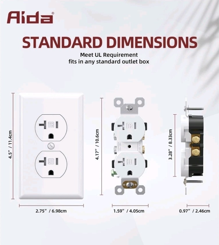AIDA 20 Amps Outlets Duplex Electrical Receptacle Outlets,Tamper Resistant,He…
