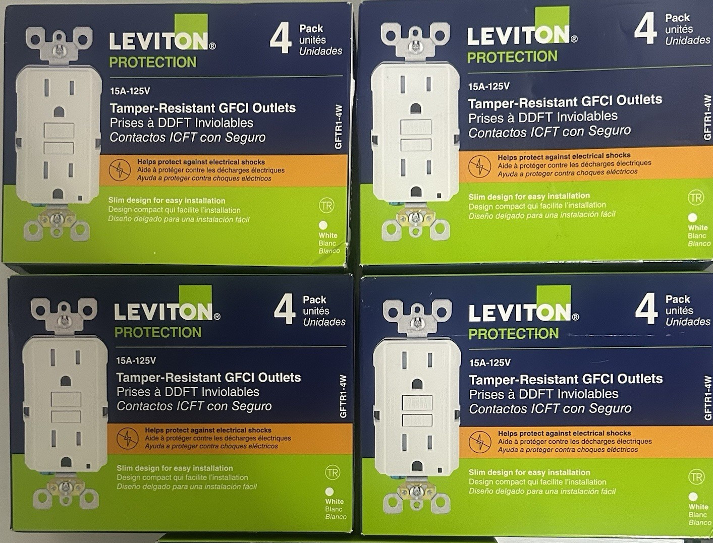 Leviton Protection GFTR1-4W Tamper Resistant GFCI Outlets FREE SHIPPING 4-box