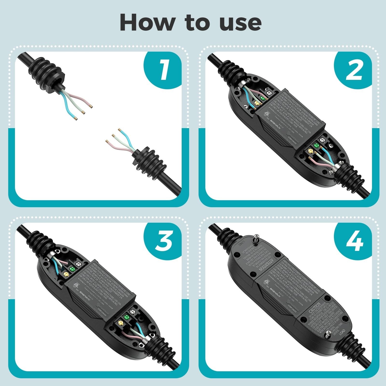 OAONAN Inline GFCI Plug 15 Amp Auto Reset Ground Fault Protection