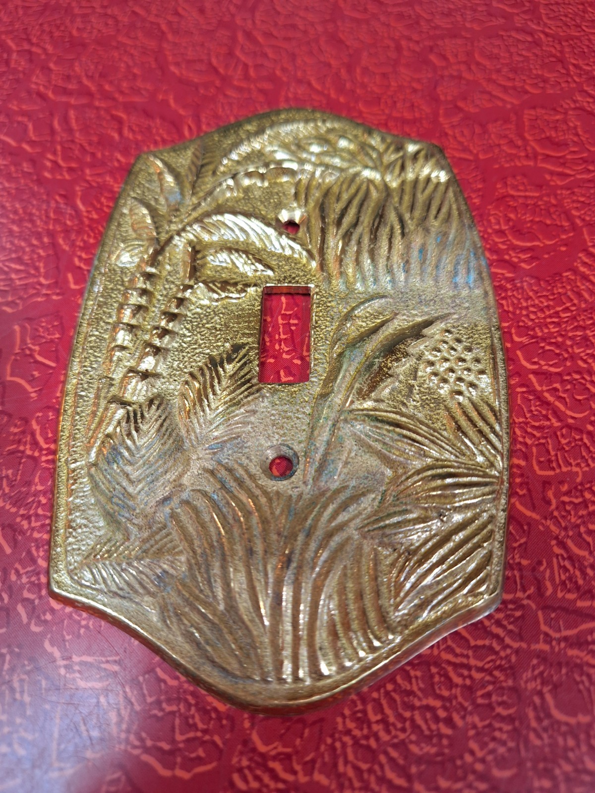 Lot of 3 True Vintage 1980s Solid Brass Switch Plate Covers Ducks Herons Palms