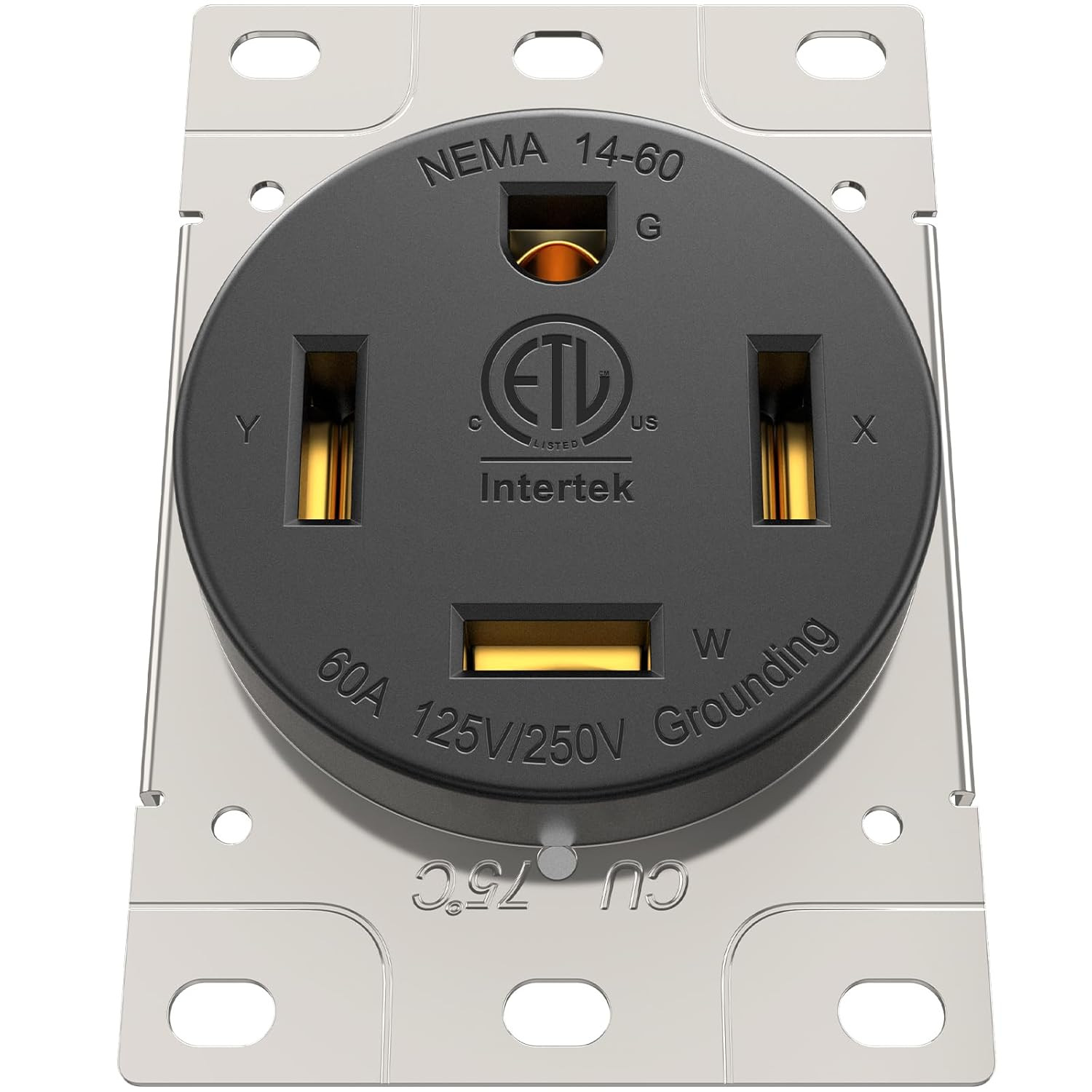60A Receptacle NEMA 14-60R Flush Mount Outlet 125/250V 4-Prong Socket Industrial