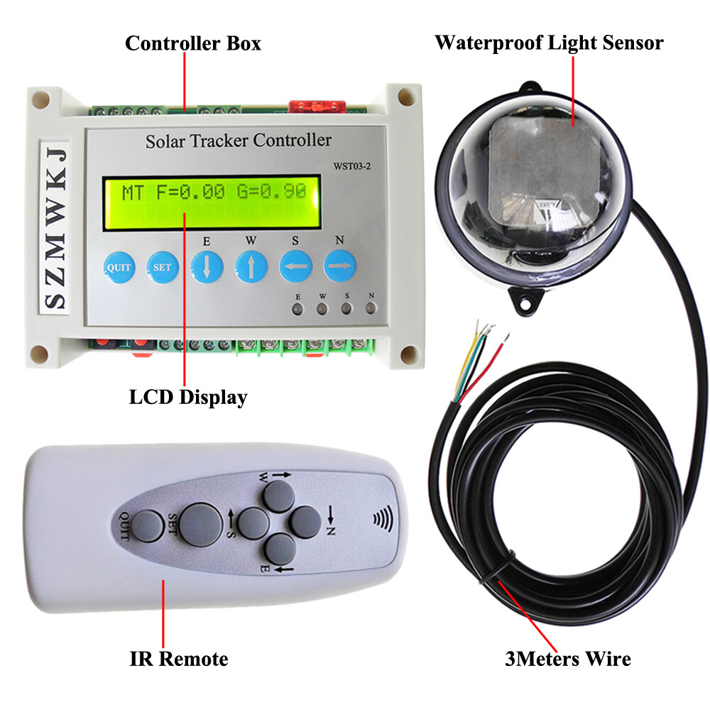 LCD Dual Axis Solar Tracking Tracker Kit W/ 18″ Linear Actuator W/ Anemometer DO