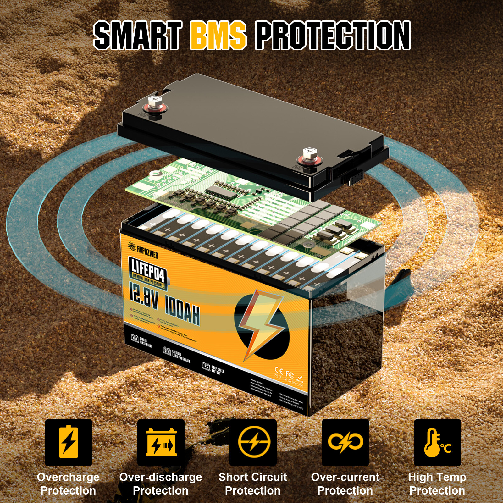 36V 100Ah LiFePO4 Lithium Battery Deep Cycle 3 Group 12V 100Ah For Golf Cart RV