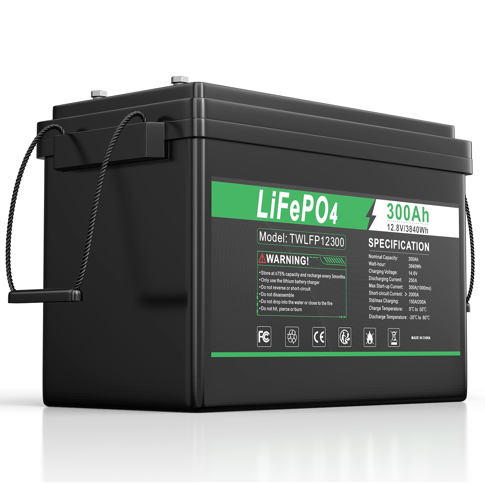 12V 300Ah lifepo4 lithium Battery BMS Deep Cycle Solar For Off-grid RV Marine US