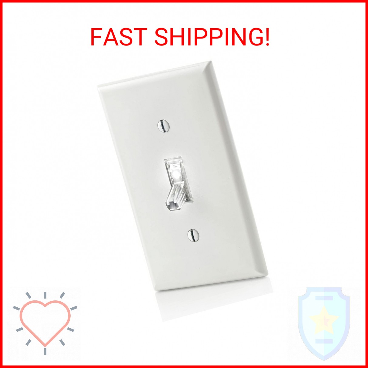 Leviton 15-Amp Toggle LED Illuminated Single-Pole Switch, L1461-2C, Clear