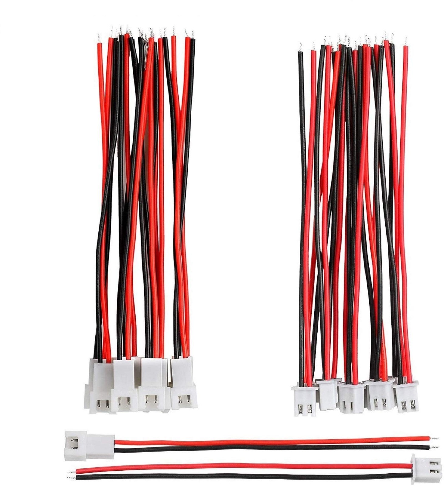 10 Pairs 1.25 mm JST 2 Pin Micro Electrical Male 10 Pairs–2 PIN-26AWG,