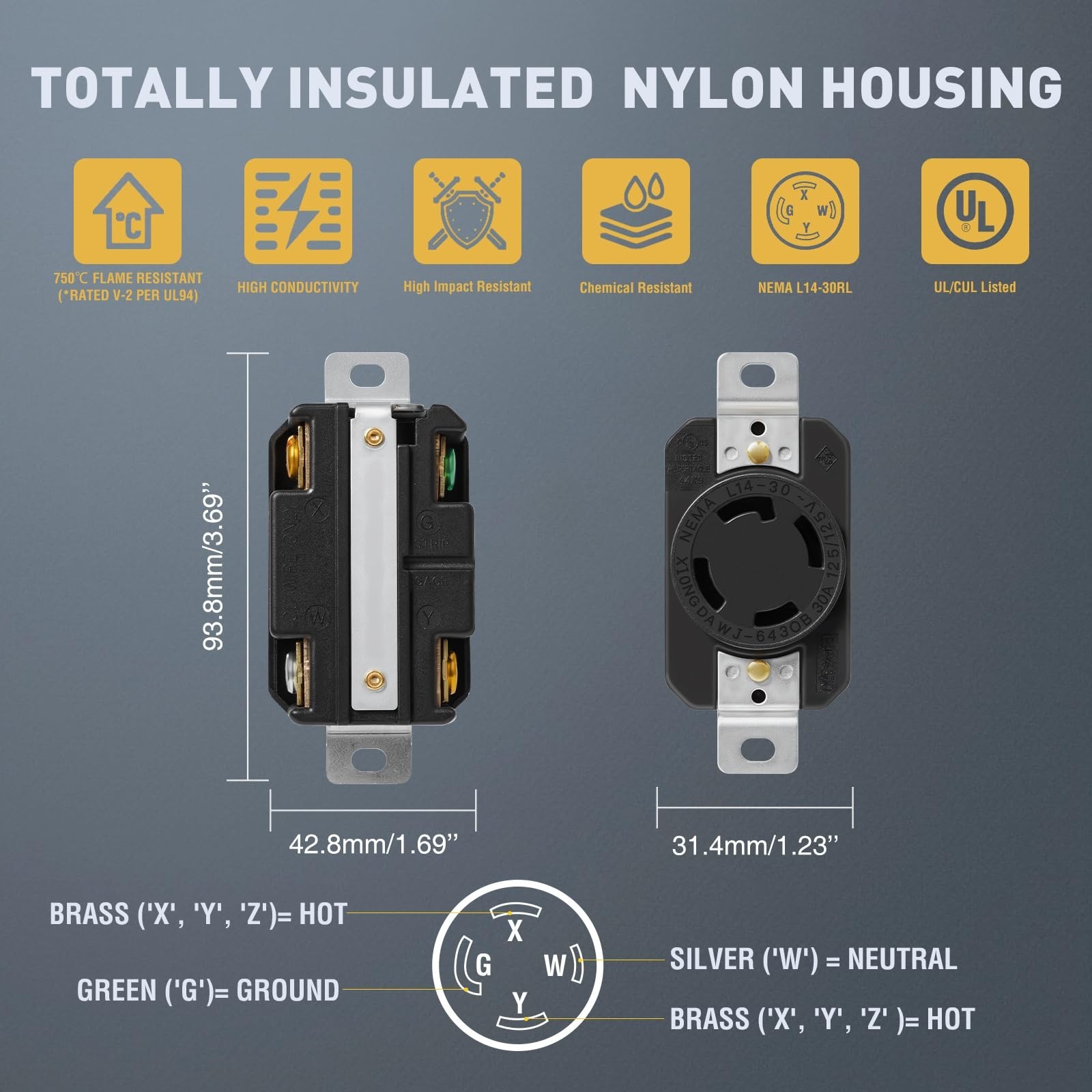 L14-30R Receptacle Outlet, 30 Amp 125/250V L14-30R Twist Lock Socket/Outlet f…