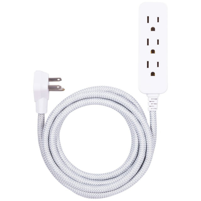 Cordinate 10ft. 3-Outlet Extension Cord, White/Gray â€“ 39624