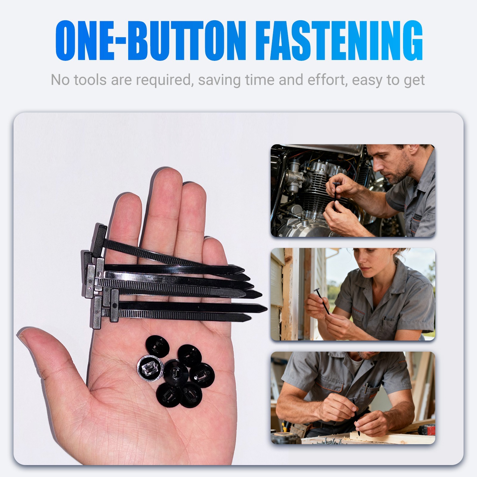 50 PCS Nylon Universal Cable Tie Buckle，Heavy Duty Self-Locking Zip Ties Holder