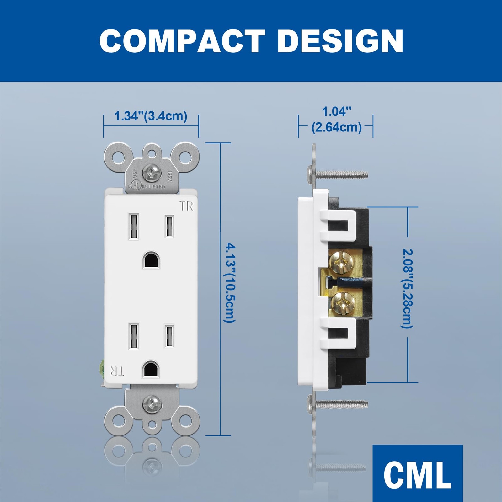 CML 15 Amp Decorator Wall Receptacle Outlet, Child-Safe Tamper Resistant, Standa