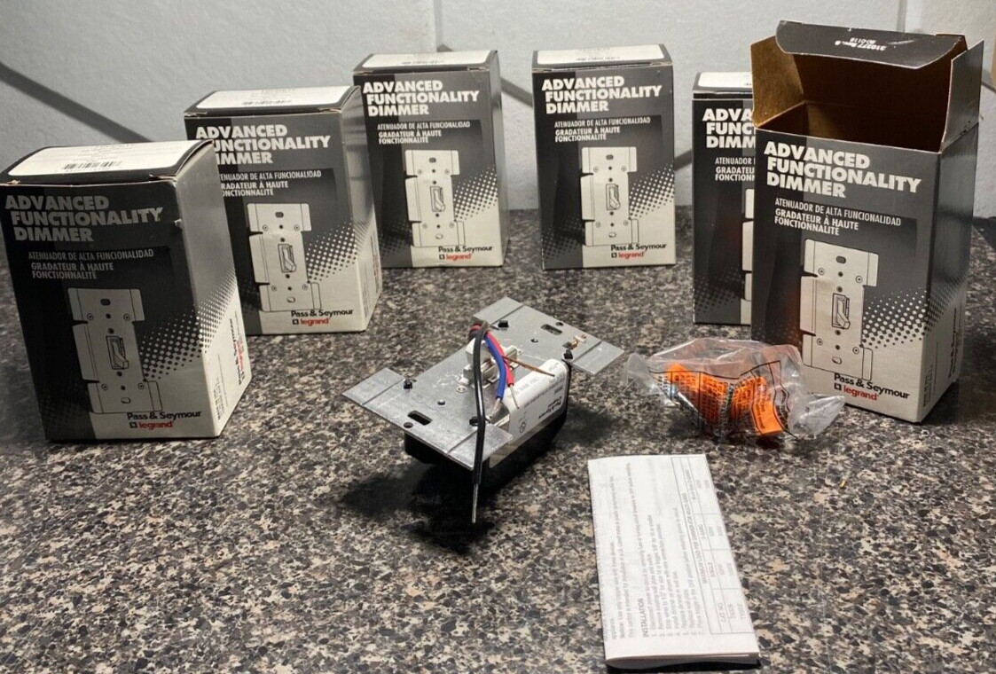 Lot of 6 PASS & SEYMOUR TOGGLE TOUCH DIMMERS 600W INCANDESCENT T600EW White