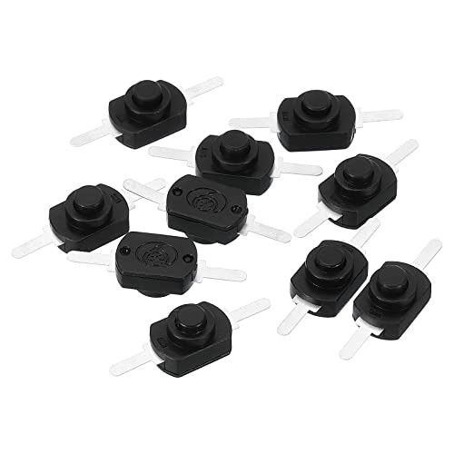 Latching Push Button Switch, 10 Pcs Straight Pin On/Off Self-Lock DC 30V Black