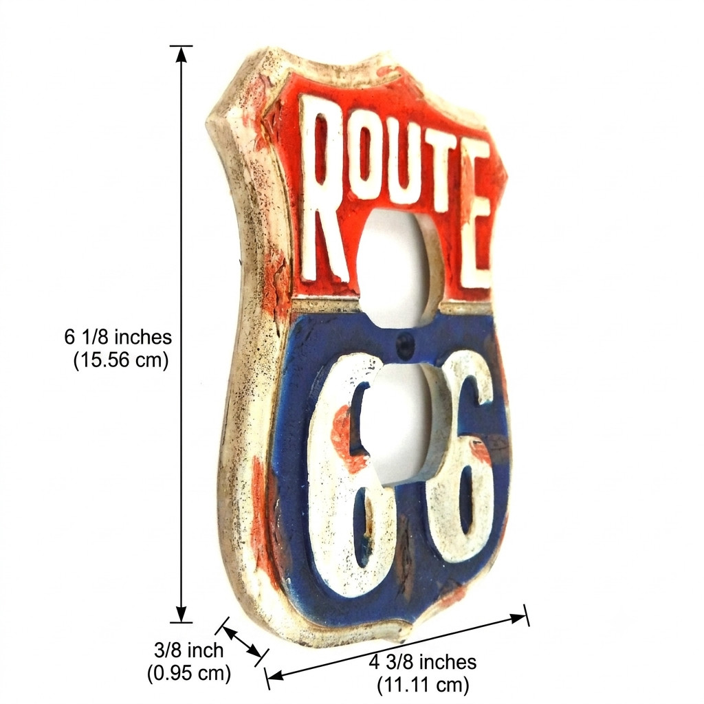 Rustic US Route 66 Duplex Outlet Plug Wall Plate Cover Red White Blue