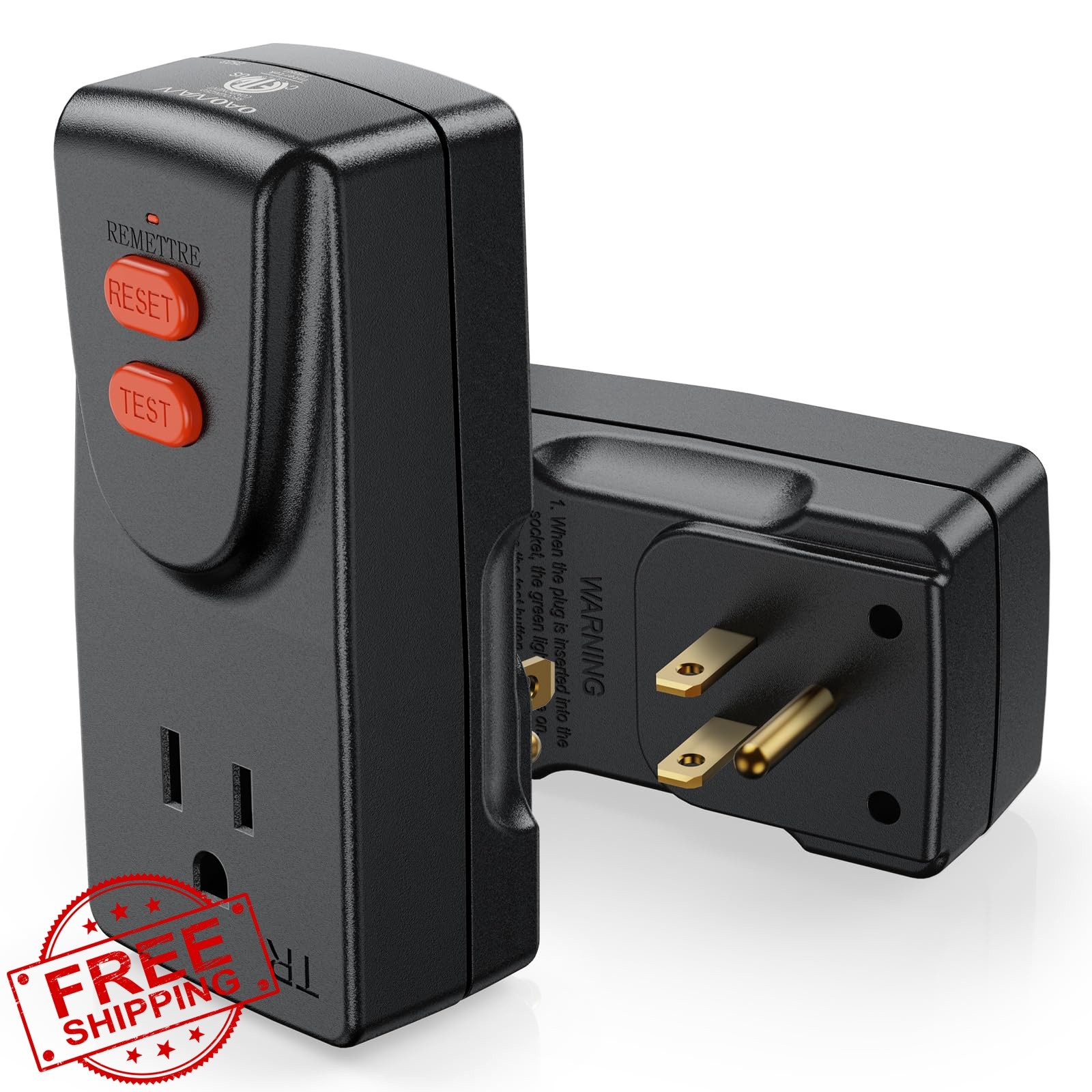 OAONAN GFCI Adapter 15 Amp 3 Prongs Grounded, 5 Years Warranty, GFCI Plug Por…