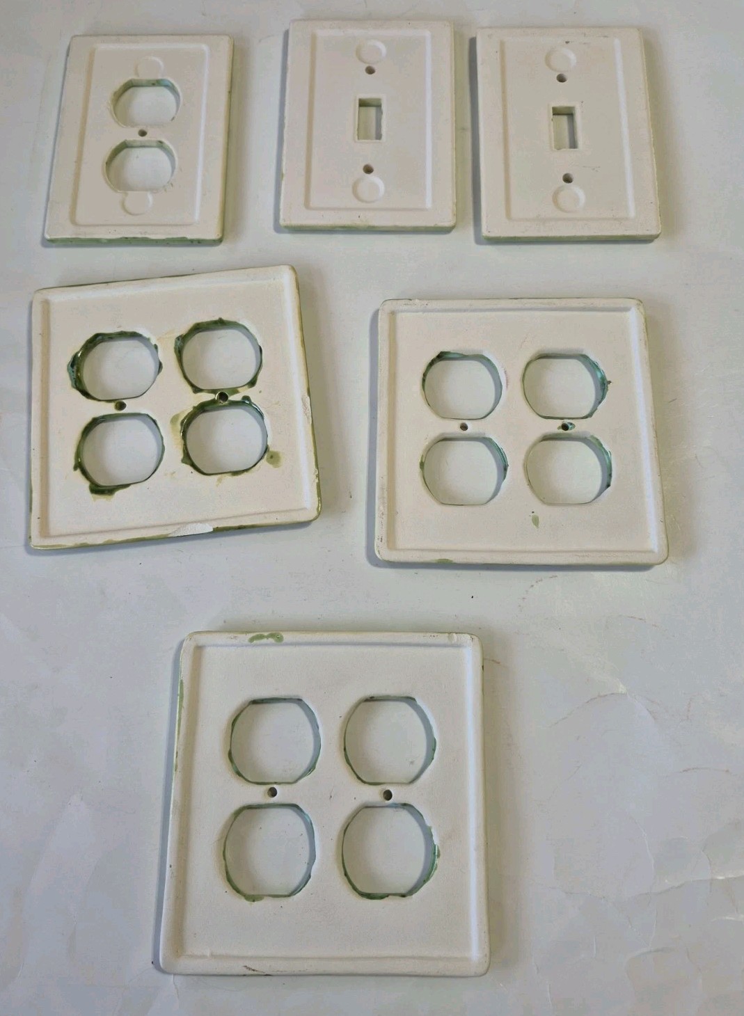Hand Glazed Ceramic Electrical Covers Green Marble Speckles Teal Turquoise