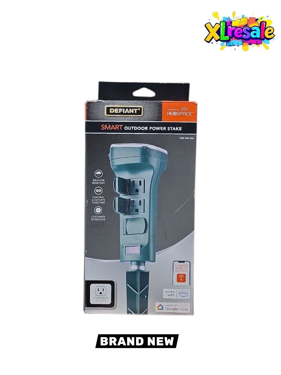 Defiant Smart Outdoor 4 ft. 6-Outlet Power Stake Timer Powered by Hubspace