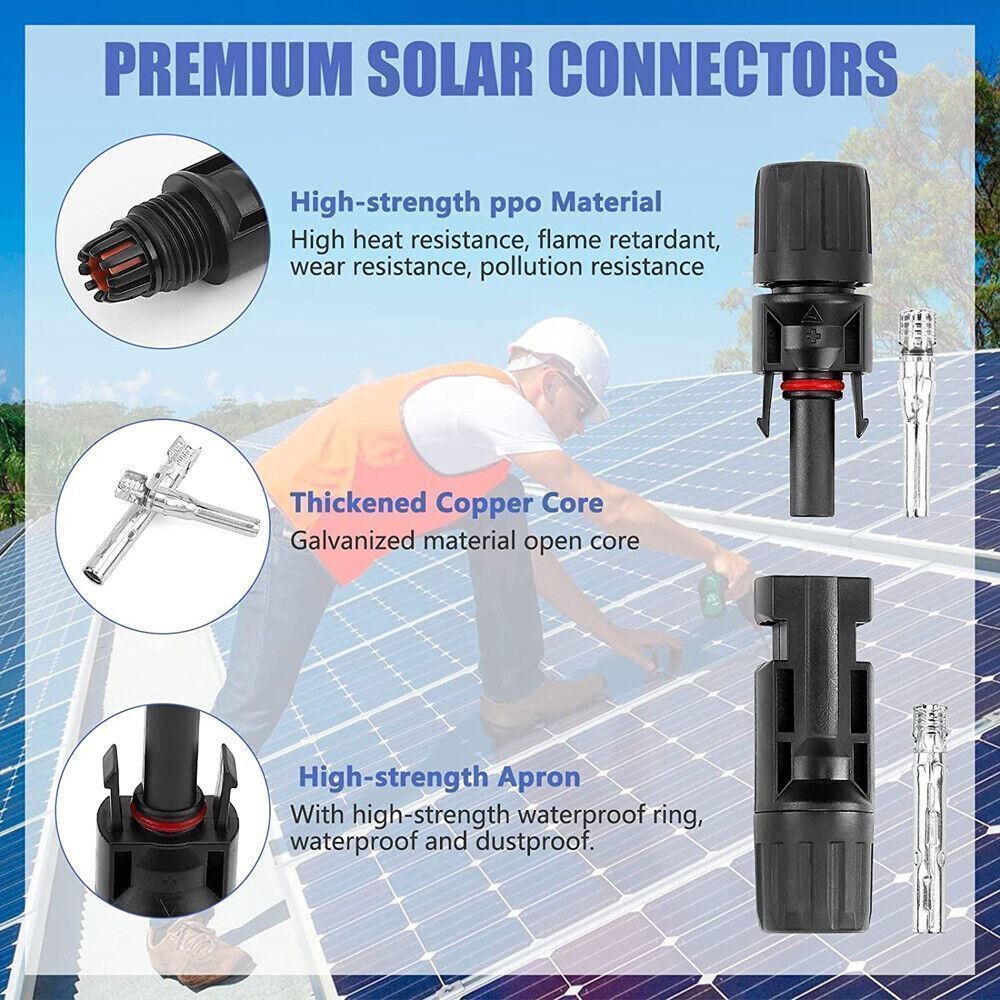 10/20/50/100 Pairs Male Female Solar Panel Wire Cable Connectors Waterproof 30A