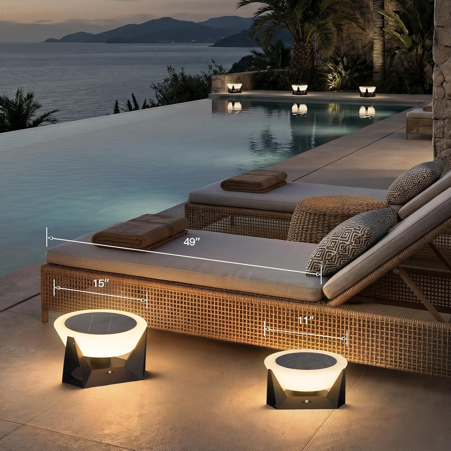 Solar Post Lights Outdoor, 11″ Outdoor Pillar Lights, IP54 Waterproof Solar Powe
