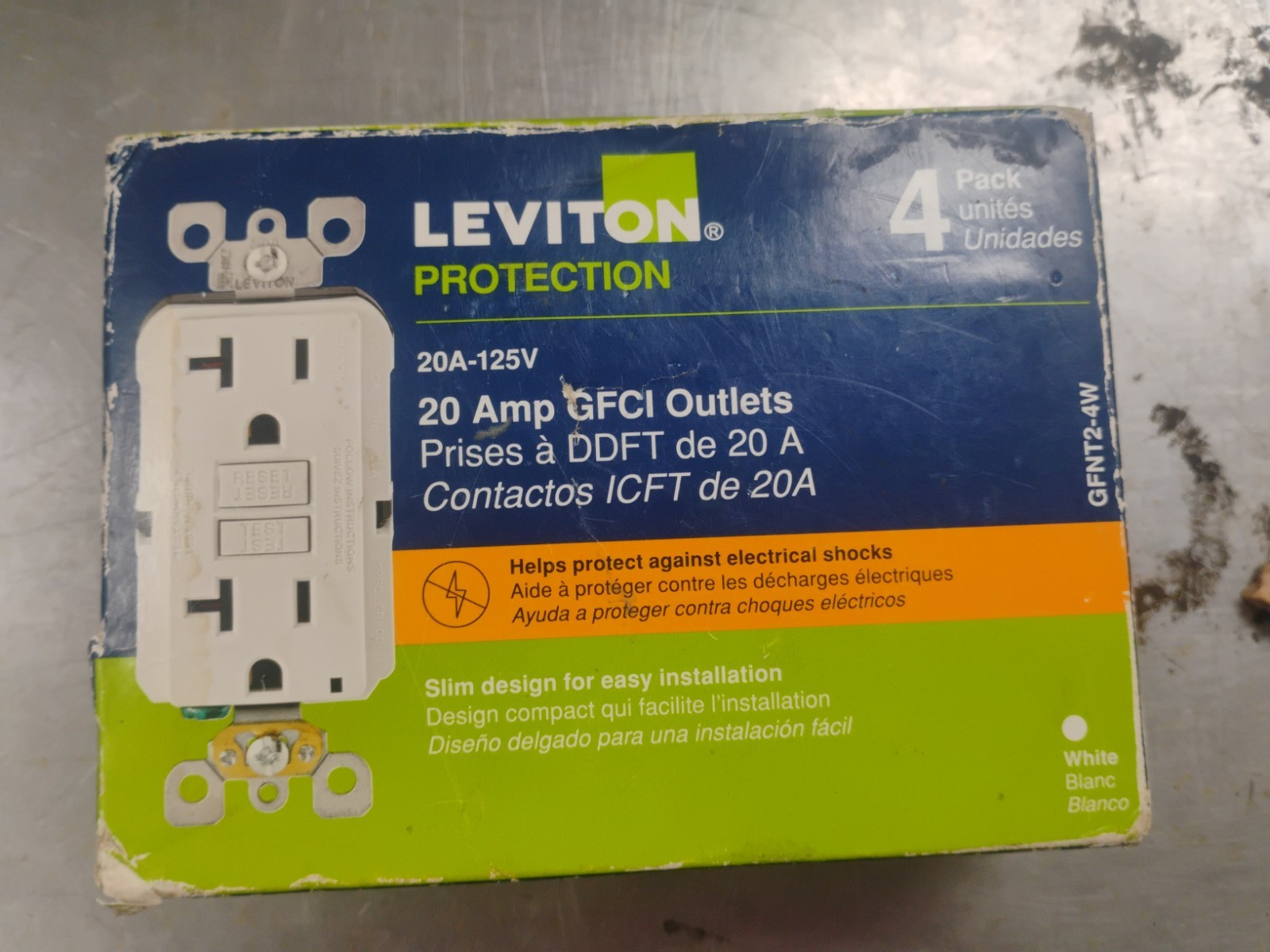 Leviton 4-pack 20a- 125 V GFCI Outlets #GFNT2-4W