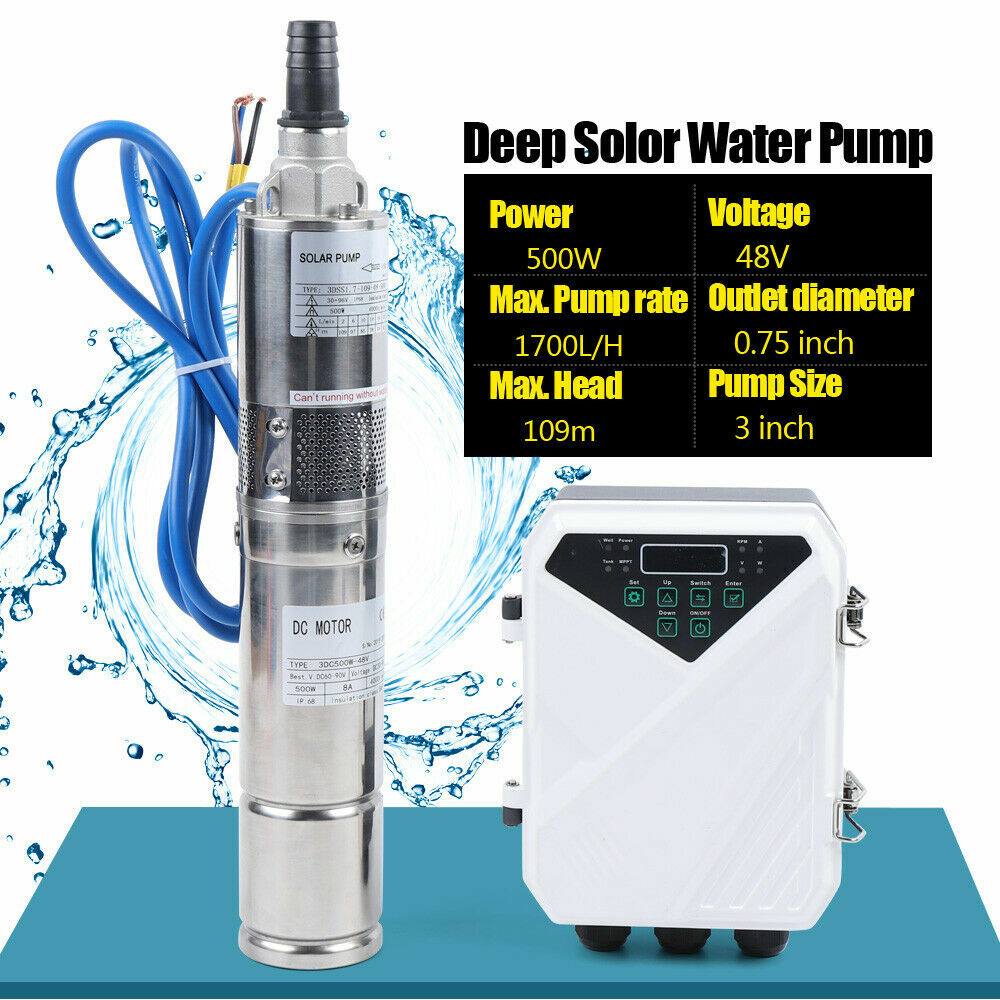 3″ Solar Water Pump 48V 500W Submersible Bore Deep Well Controller Kit MPPT