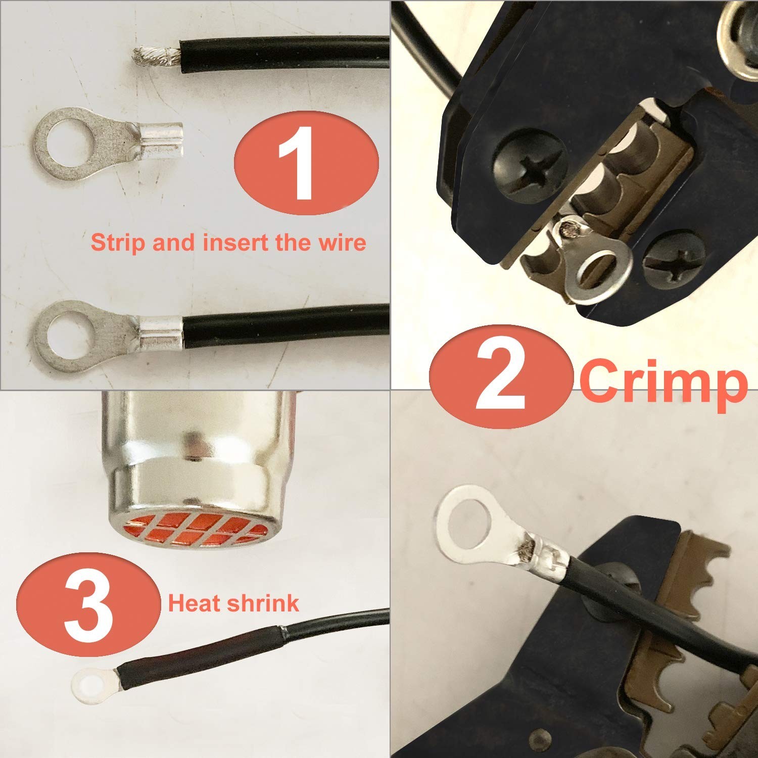 260PCS AWG 22-16 16-14 12-10 Copper Ring Fork Terminals Tin Plated Non-Insula…