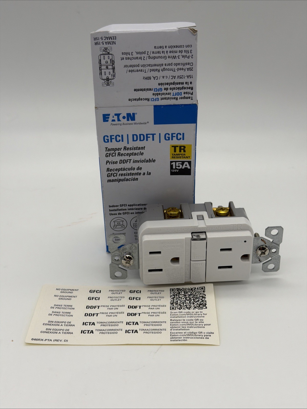 10 PCS NEW Eaton TRGF15W 15 Amp GFCI Self‑Test Tamper‑Resistant Receptacle 125 V