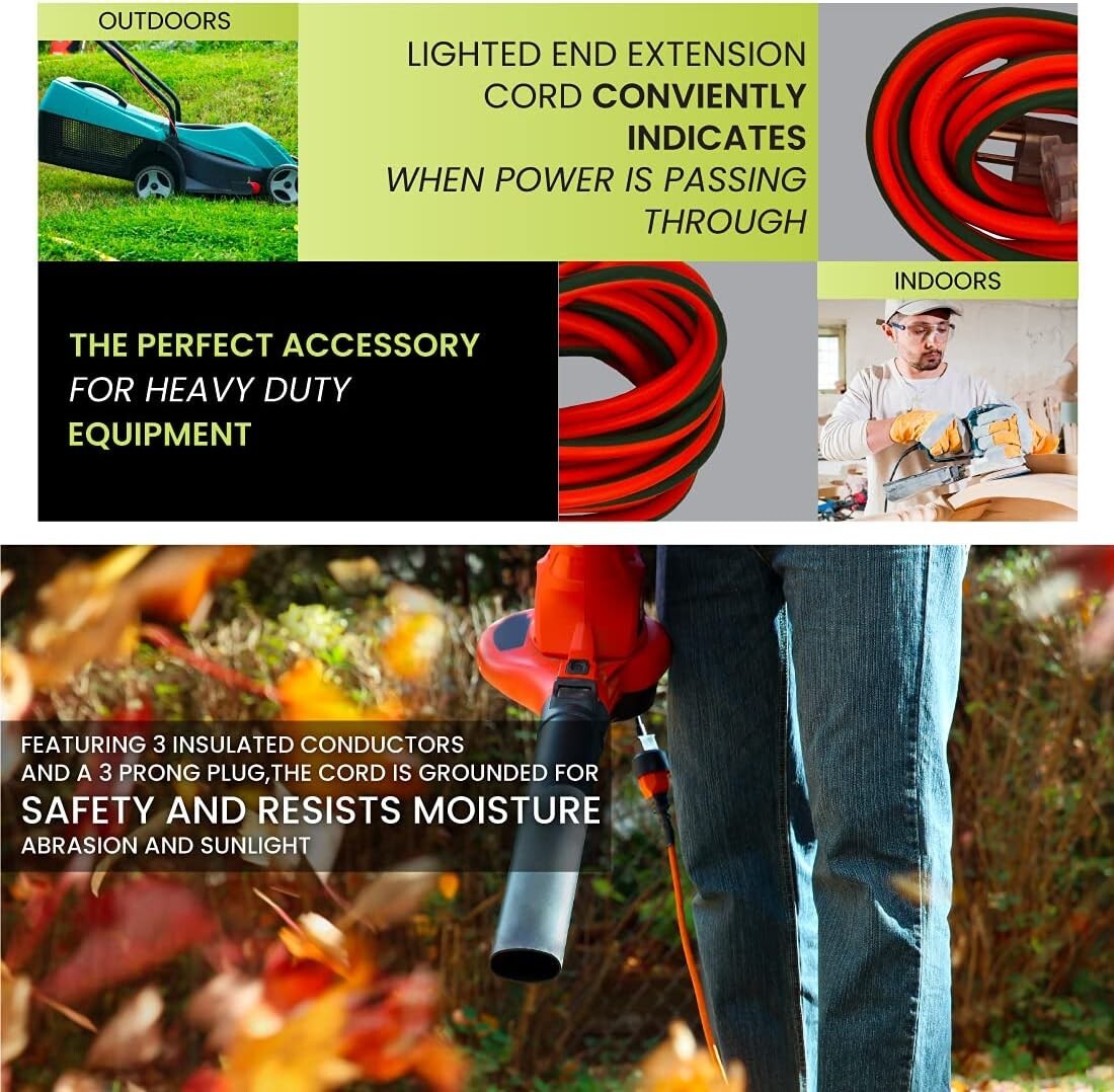 ETL Listed 50-Foot Outdoor Extension Cord – Moisture and Abrasion Resistant