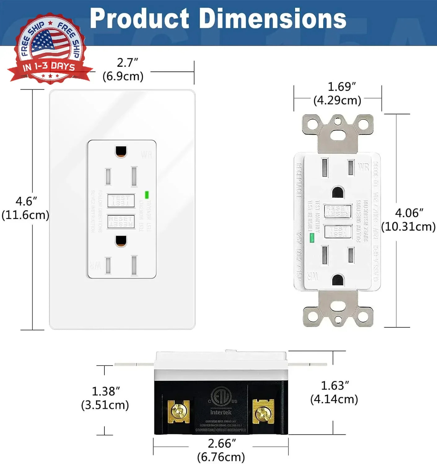 GFCI Outlet 15 Amp,GreenCycle 1 Pack GFCI Plug with LED Indicator,Safe Weather R