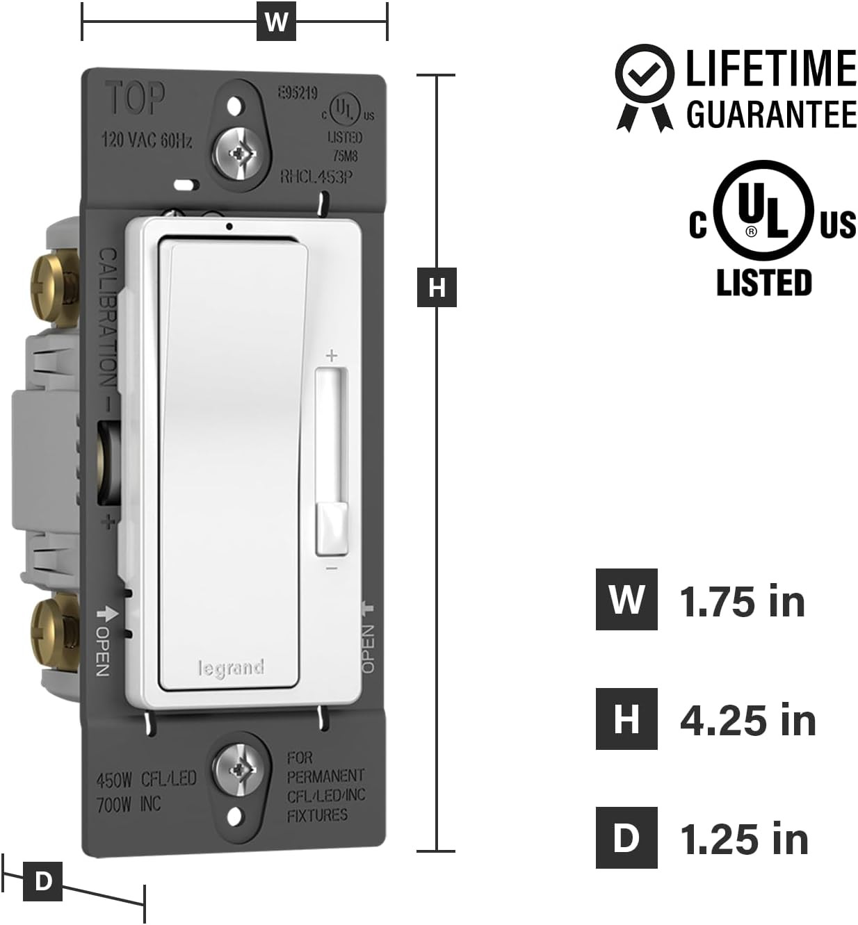 Radiant CFL/LED Dimmer Light Switch, Single-Pole/3-Way with Locator Light, 0-10V