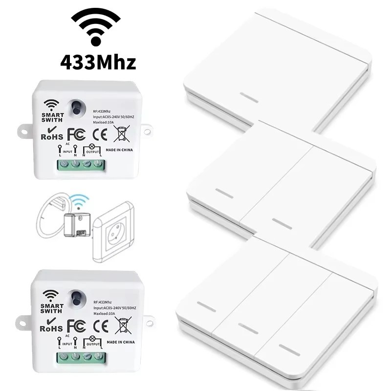 Wireless Remote Control Wall Light Switch for Ceiling Lights Fans 30M Range