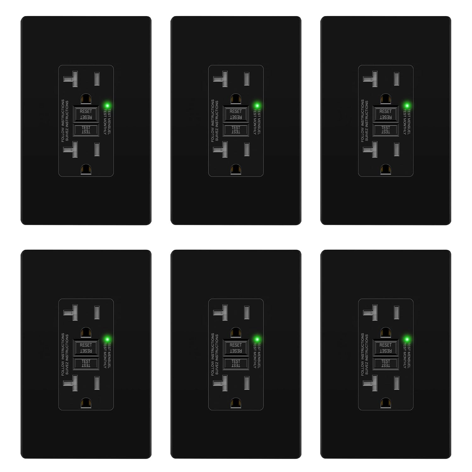 20A GFCI Outlet, Tamper-Resistant Receptacle, Self-Test, LED Indicator, Anti-Int