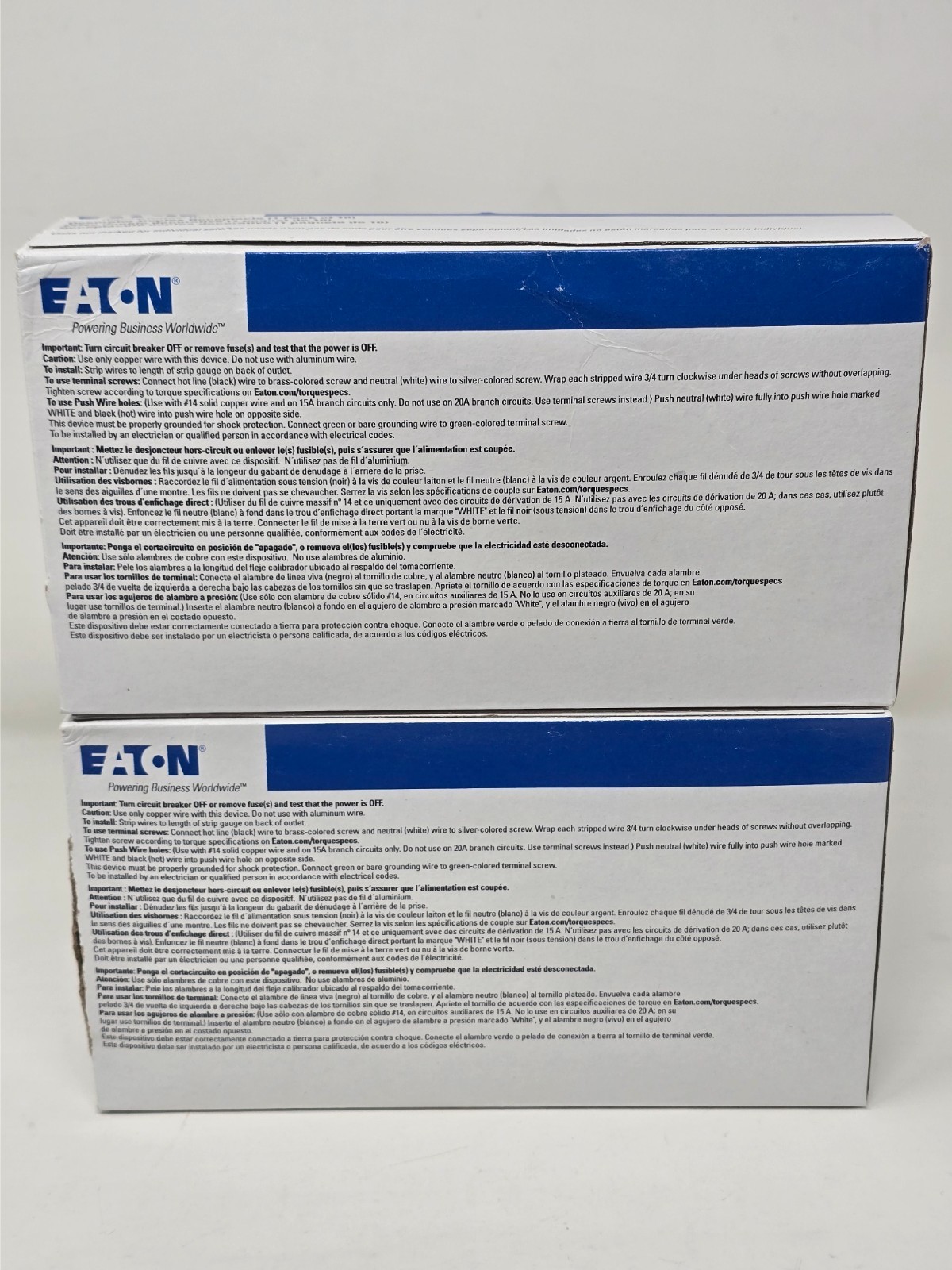 20-Pack Eaton 15AMP 125V Decorator Duplex Receptacle Tamper TR1107W-10-LW White