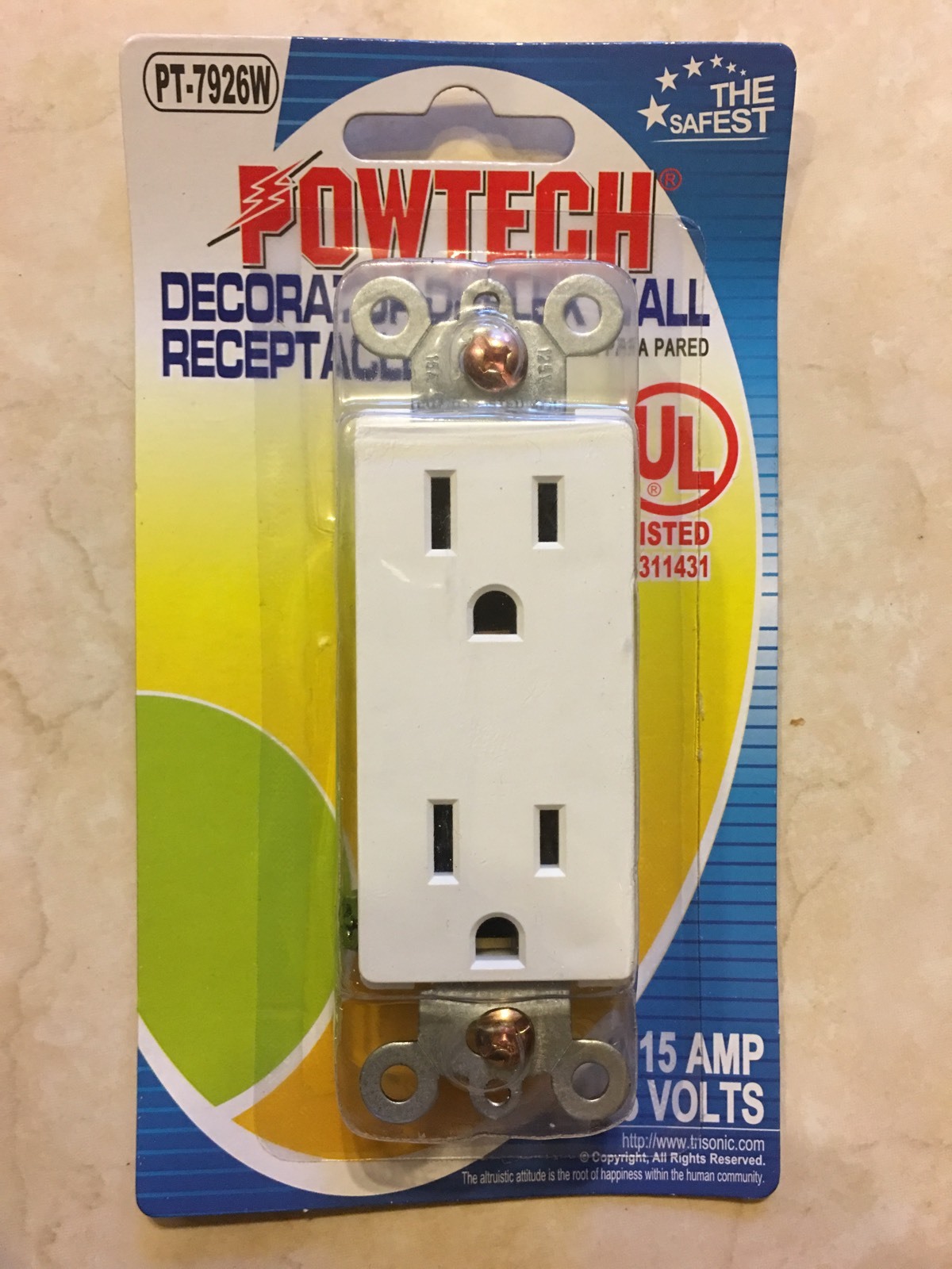 Lot Of 6 Duplex Wall Receptacles, UL Listed, 15 Amps, 125 Volts