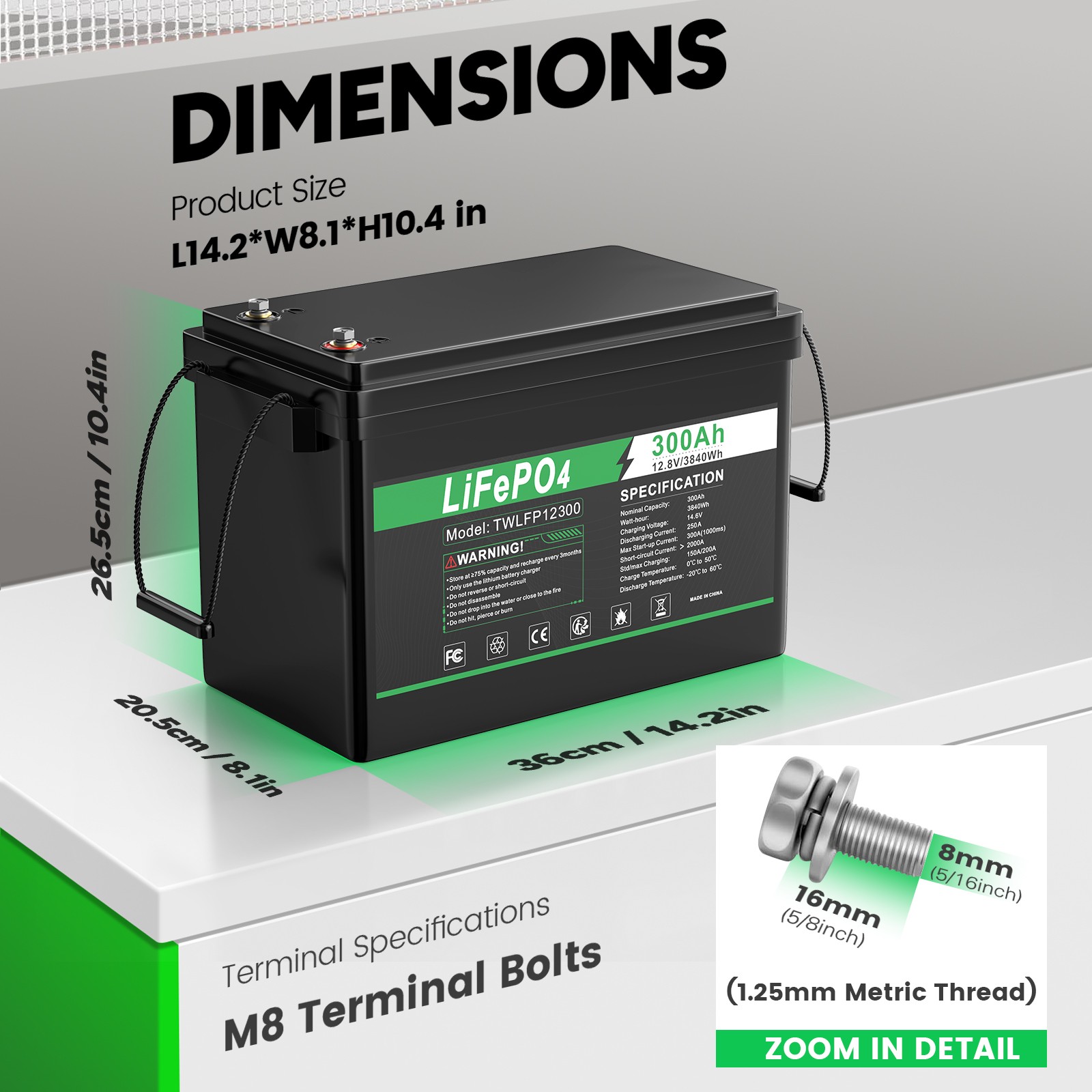12V 300Ah lifepo4 lithium Battery BMS Deep Cycle Solar For Off-grid RV Marine US
