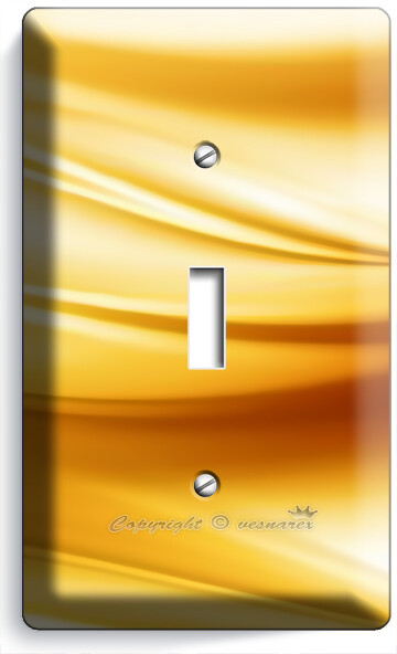 GOLDEN CARAMEL WAWY HUES LIGHT SWITCH PLATE OUTLET BEDROOM LIVING ROOM ART DECOR