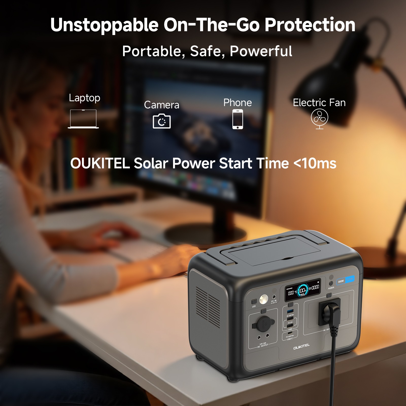 OUKITEL Portable Power Station 512Wh, LiFePO4 Battery, 800W Peak-1600W Generator
