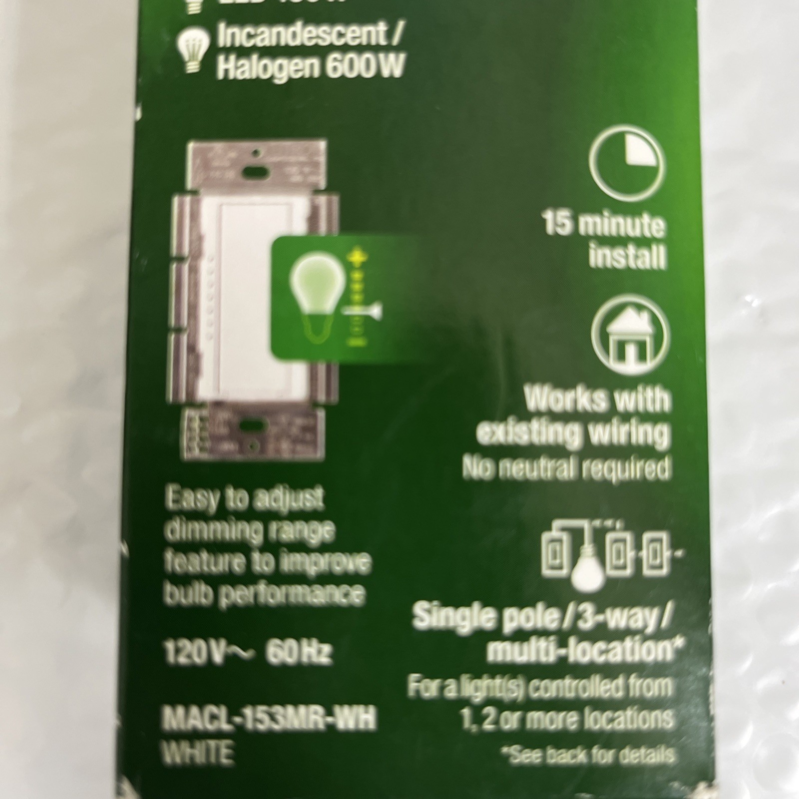 Lutron Maestro LED+ Dimmer Switch for Dimmable LED Bulbs, 150W/Single-Pole