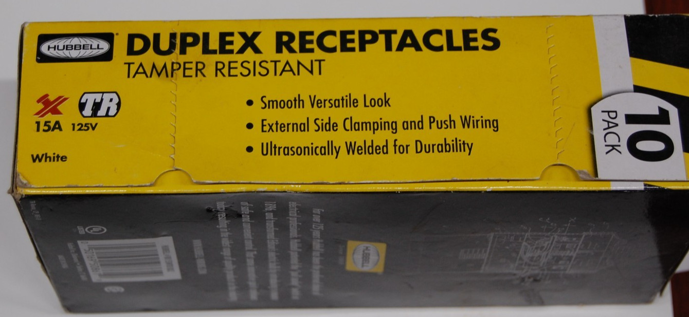C1 Hubbell RR15SWTR DUPLEX RECEPTACLES Tamper resistant Devices, 10/box