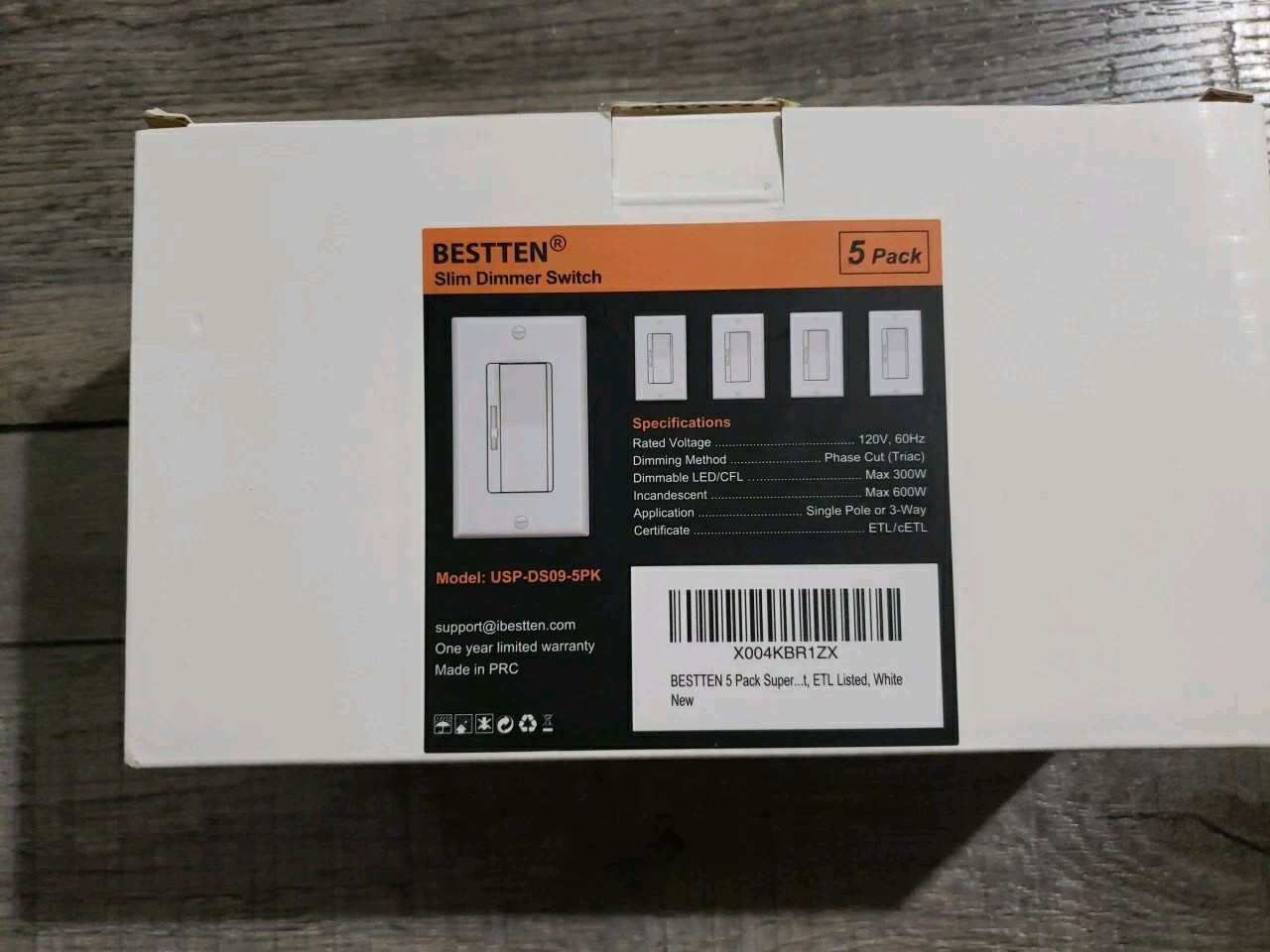 BESTTEN 5 Pack Super Slim Dimmer Light Switch for 300W Dimmable LED/CFL…