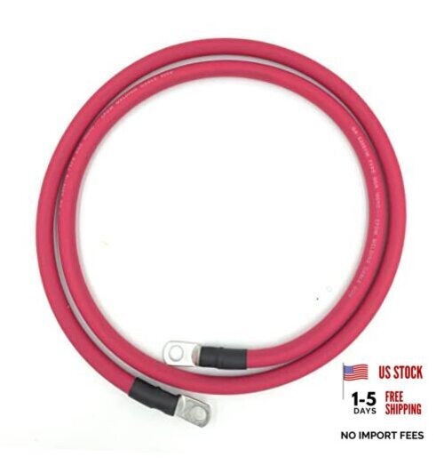 Red 2 AWG Premium Battery Cables – 1.5ft – 3/8″ Lugs – Red